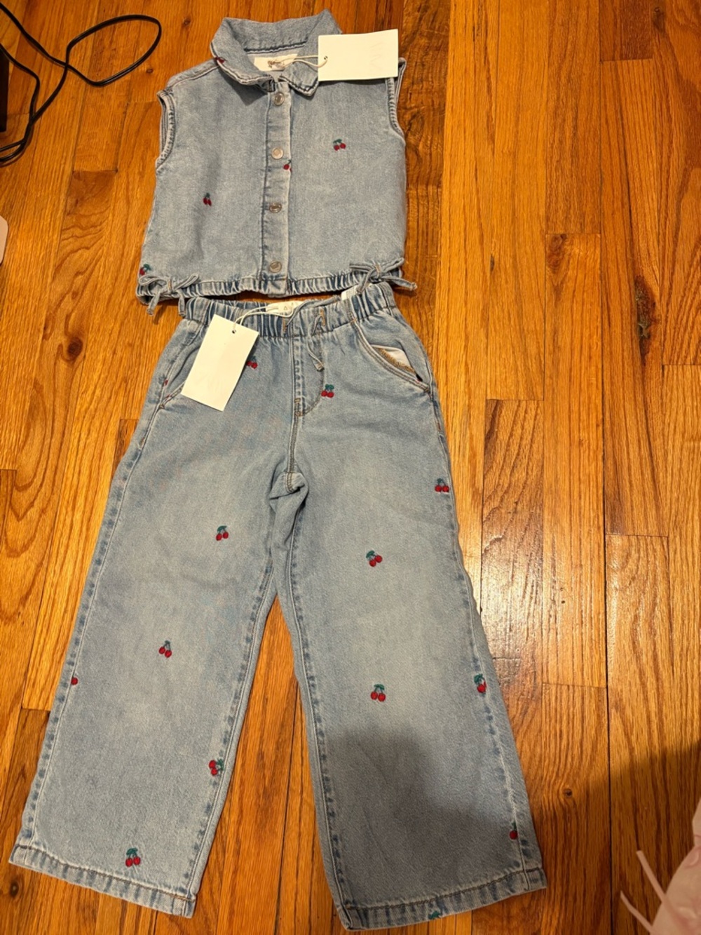Zara Kids Denim Set with Cherry Details